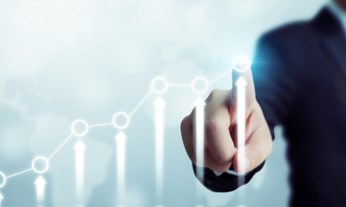 Person analyzing a graph