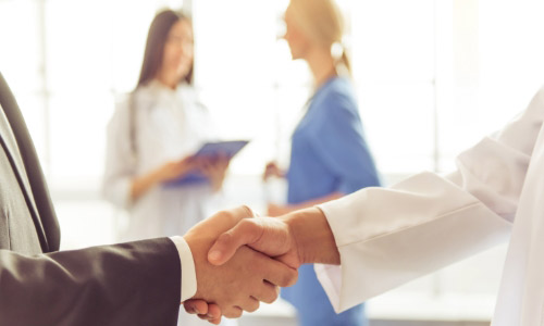 Two professionals shaking hands